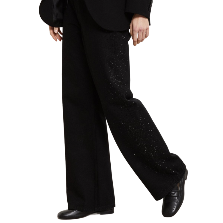 Ottodame Black Jean With Black Rhinestone