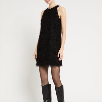 Ottodame Fluffy Mini Dress Black