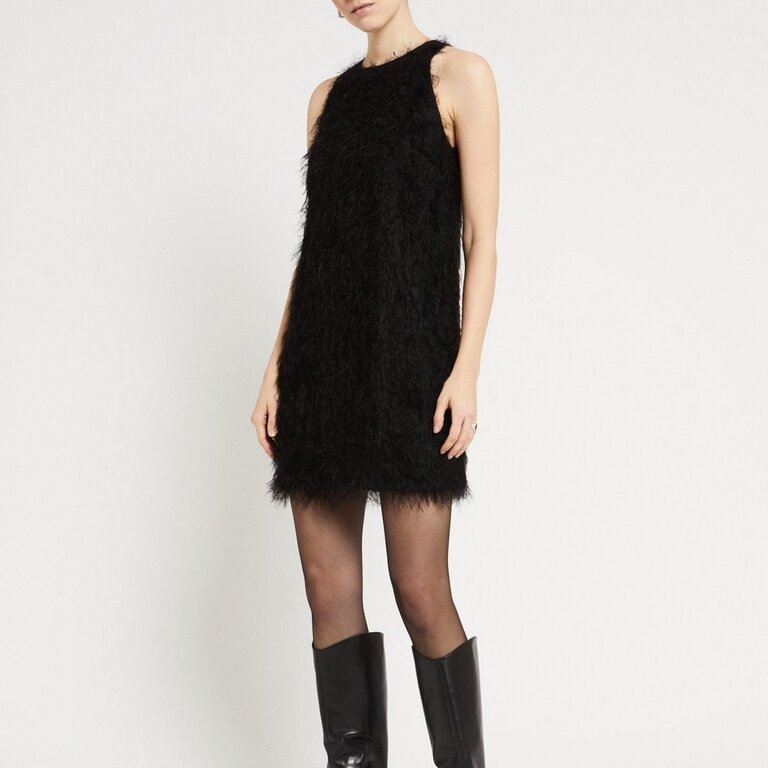 Ottodame Fluffy Mini Dress Black