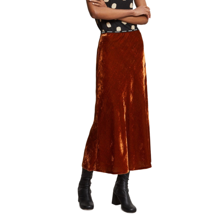 Ottodame Crushed Velvet Skirt Rust