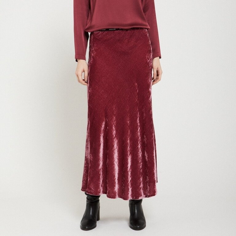Ottodame Crushed Velvet Skirt Cherry