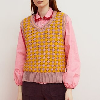 Dr Bloom Knit Vest Yellow & Rosa