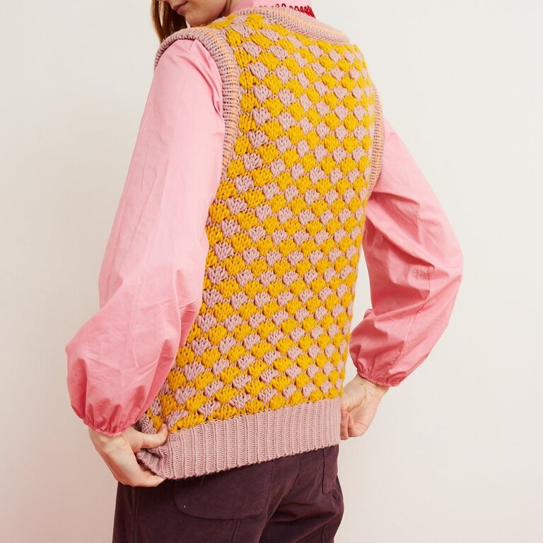 Dr Bloom Knit Vest Yellow & Rosa