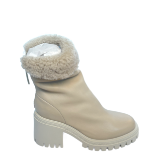 Halmanera Cream Leather Boot w/ Shearling Lining