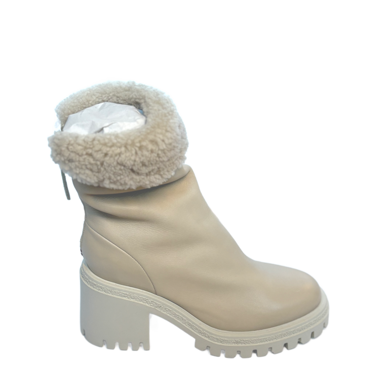 Halmanera Cream Leather Boot w/ Shearling Lining