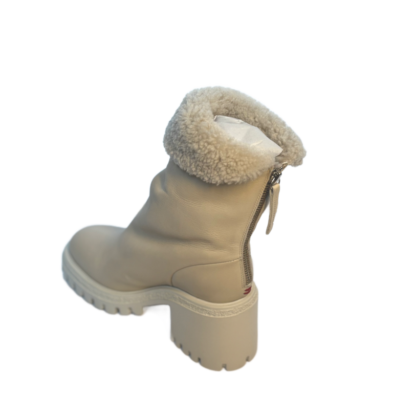 Halmanera Cream Leather Boot w/ Shearling Lining