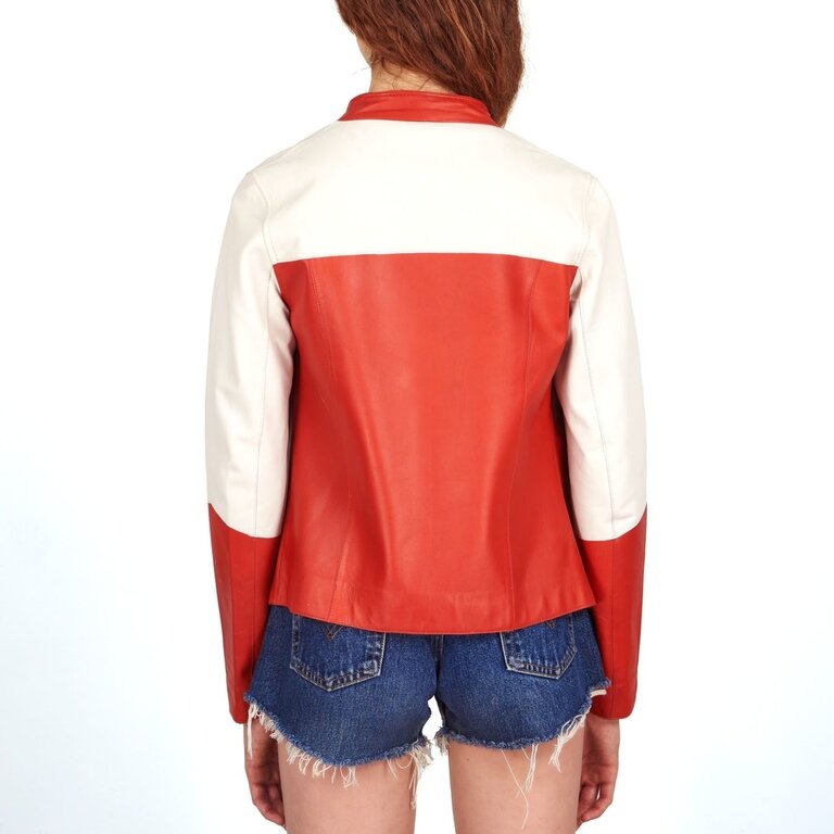 Jakett Thea Washed Leather Jacket Paprika Off White