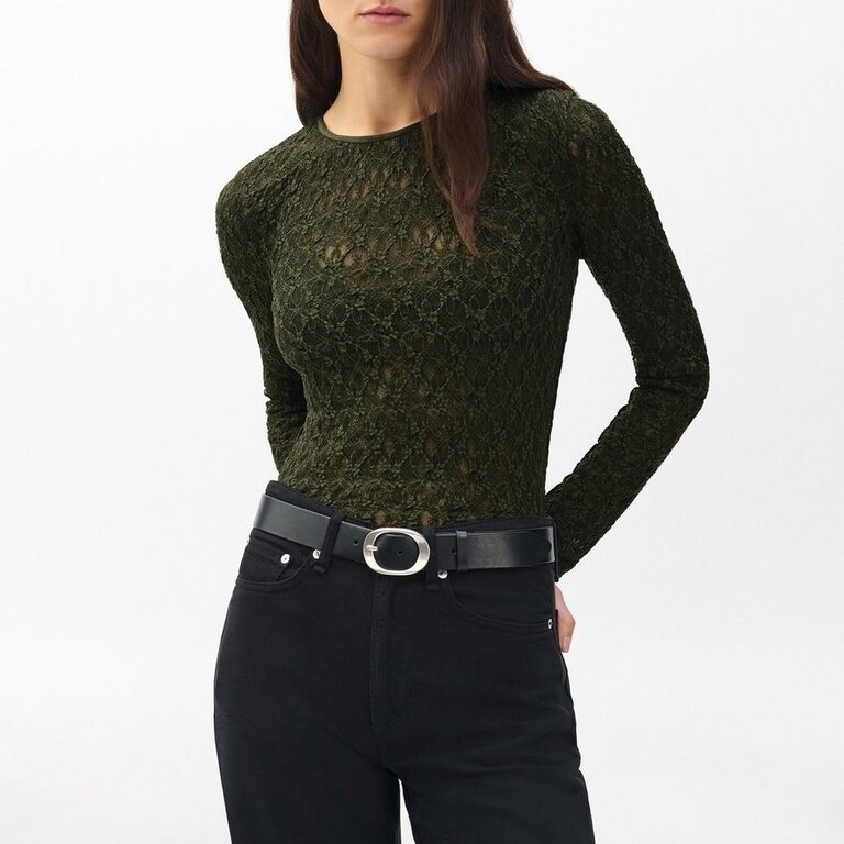 Rag & Bone Ellie Lace LS Tee Army