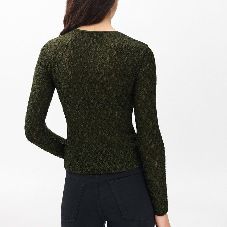 Rag & Bone Ellie Lace LS Tee Army