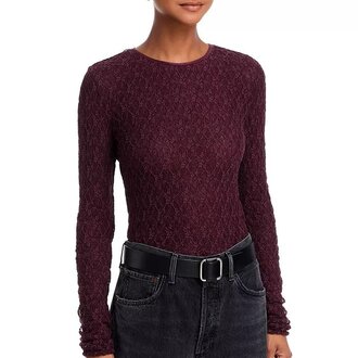 Rag & Bone Ellie Lace LS Tee Bordeaux