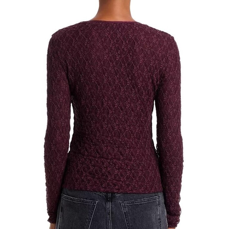 Rag & Bone Ellie Lace LS Tee Bordeaux