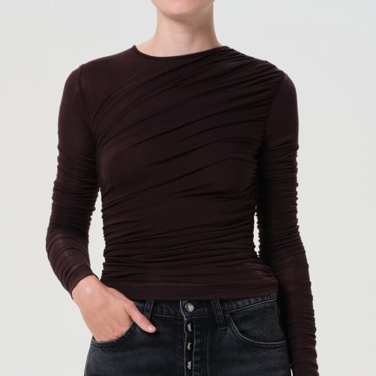 Agolde Tania Twist Tee in Root (Drk Brown)