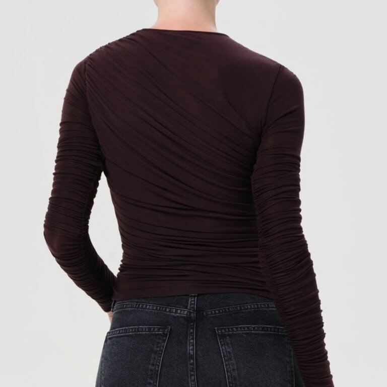 Agolde Tania Twist Tee in Root (Drk Brown)