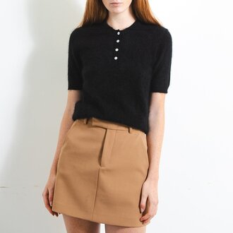 Pure Cashmere Brushed Polo Shortsleeve Black