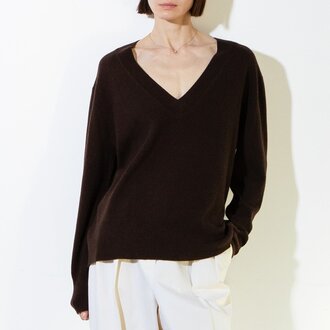 Pure Cashmere Oversized V Neck O/S