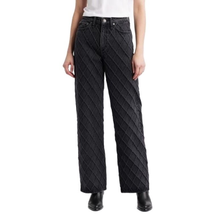 Rag & Bone The Logan Mid-Rise Quilted Washed Black