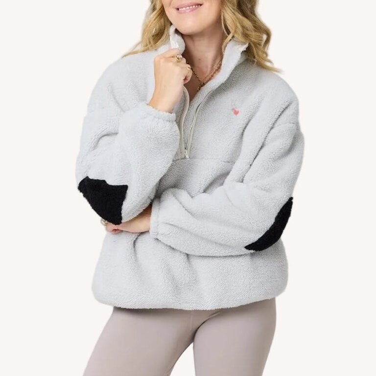 Kerri Rosenthal Quarter Zip Coze Magoze Light Grey
