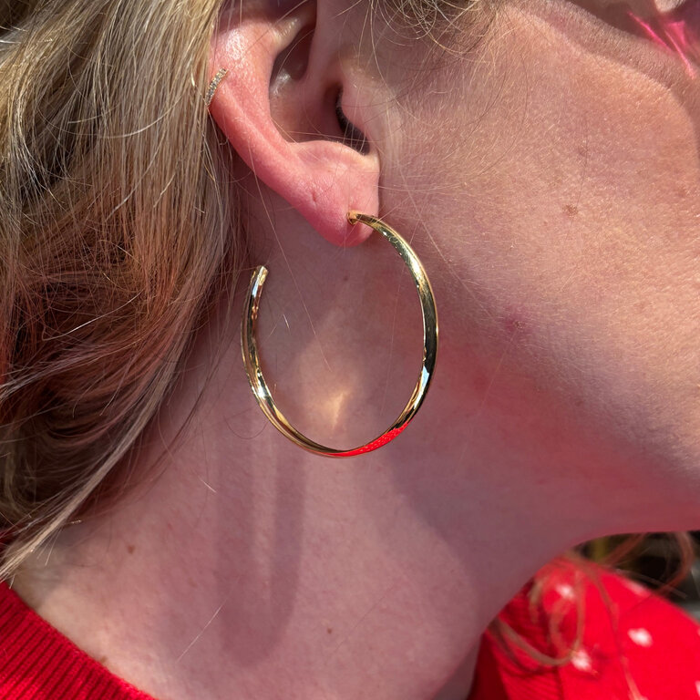 Society Jewelry Everyday Collection 18k GF 50mm Hollow C Hoop Earring