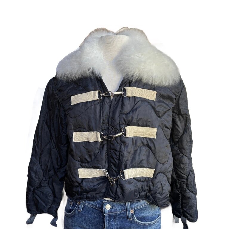 Sloppy Seconds Military Liner Navy, Cream Trim & Fur Buckle