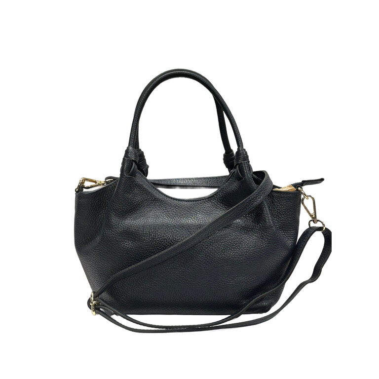 Mini Leather Bucket Handbag Black