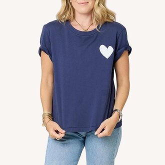 Kerri Rosenthal Suke Contrast Imperfect Heart Tee White/Indigo Blue