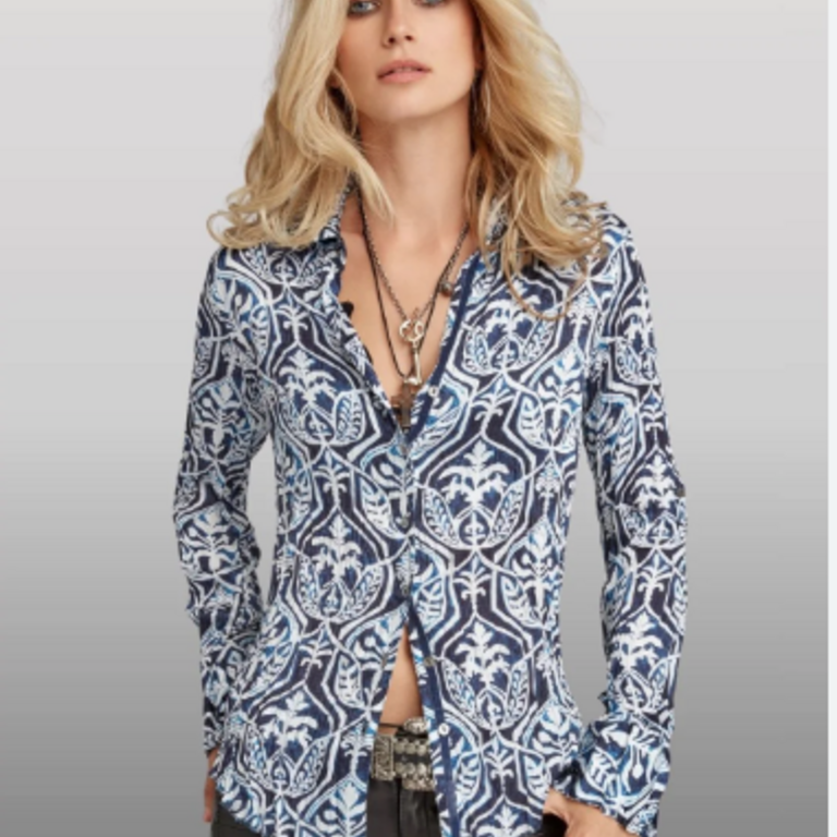 Cino Indigo Kimono Button Down Shirt Blue