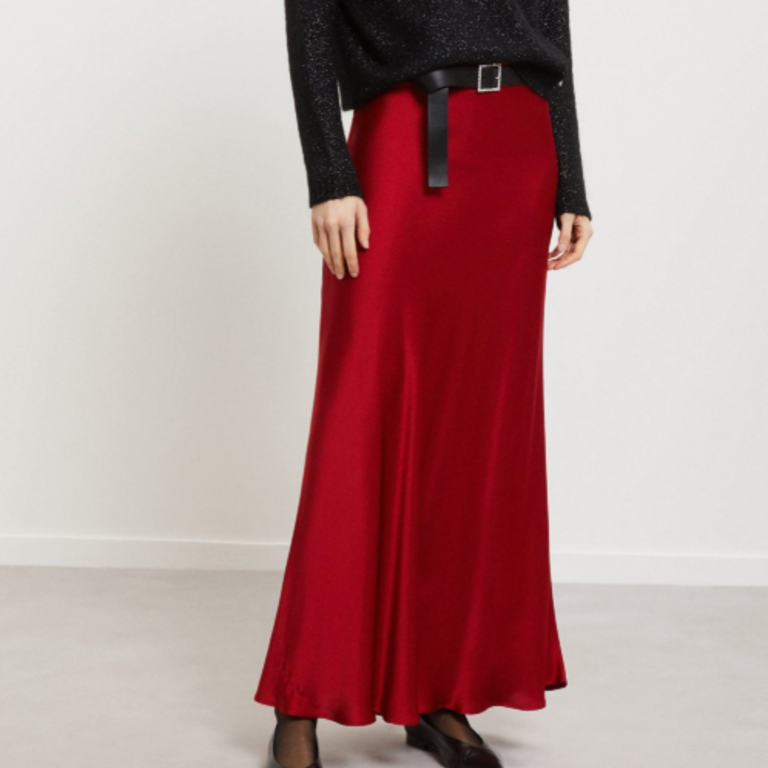 Ottodame Silky Maxi Skirt In Cherry Red