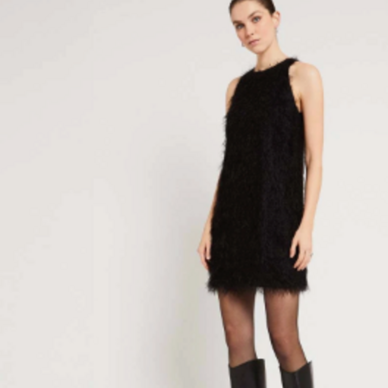 Ottodame Fluffy Mini Dress Black