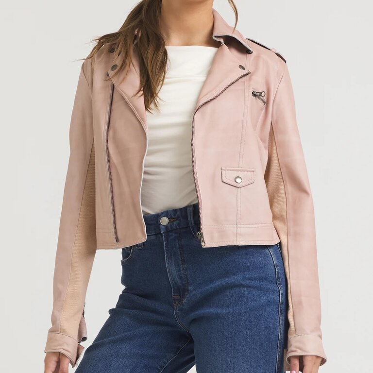 Jakett Piper Patina Leather Jacket Pink