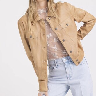 Jakett Jessie Patina Leather Jacket Fawn