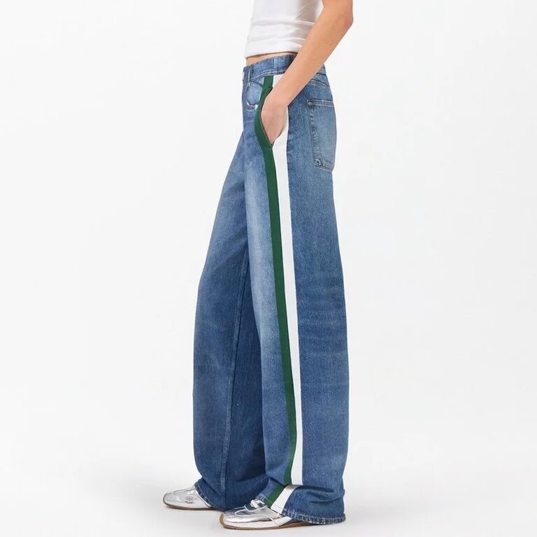 Rag & Bone Miramar Wide Leg Track Pant Washed Black, Green, and White