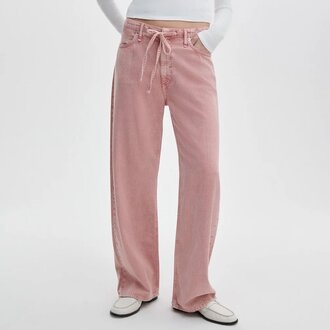Rag & Bone Featherweight Phoebe Drawstring Wide Leg Pant Raspberry
