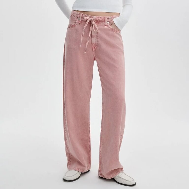 Rag & Bone Featherweight Phoebe Drawstring Wide Leg Pant Raspberry