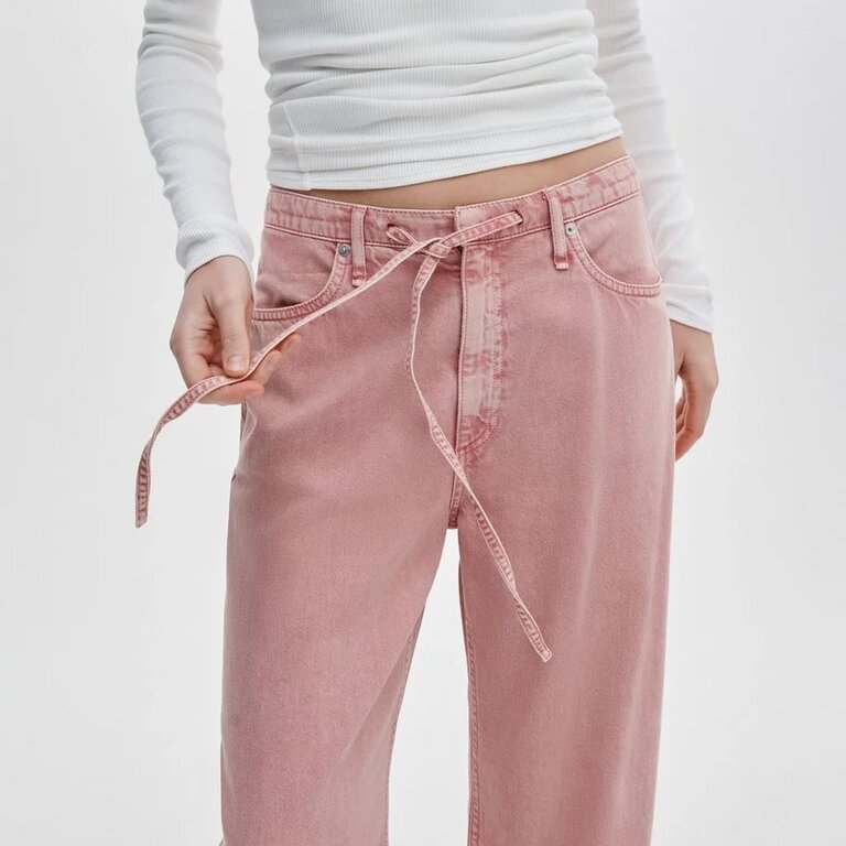 Rag & Bone Featherweight Phoebe Drawstring Wide Leg Pant Raspberry