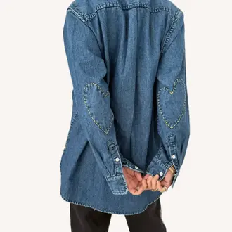 Kerri Rosenthal Mia Tiny Hearts Denim Shirt True Denim