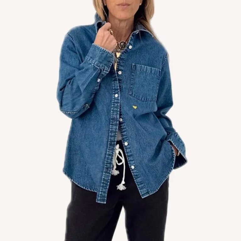 Kerri Rosenthal Mia Tiny Hearts Denim Shirt True Denim