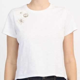 Cinq a Sept Crunchy Flower Shrunken Tee White