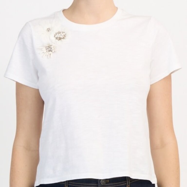 Cinq a Sept Crunchy Flower Shrunken Tee White