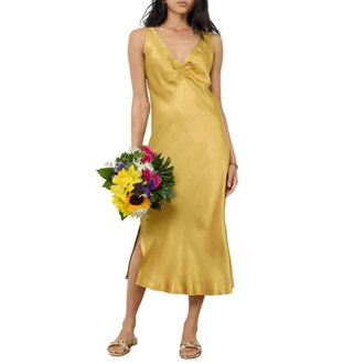 LA Made Socal V Neck Shirring Dress Dandelion