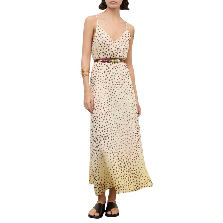 Ottodame Tank Slip Dress Yellow with Brown Spots