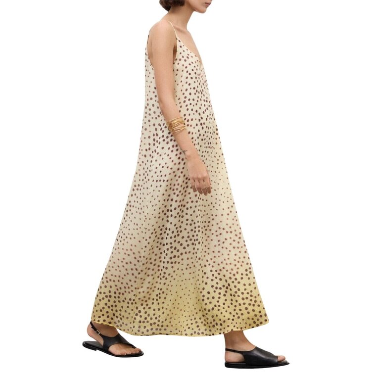 Ottodame Tank Slip Dress Yellow with Brown Spots