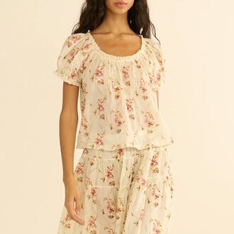 Doen Frederica Top Blanc Prairie Rose