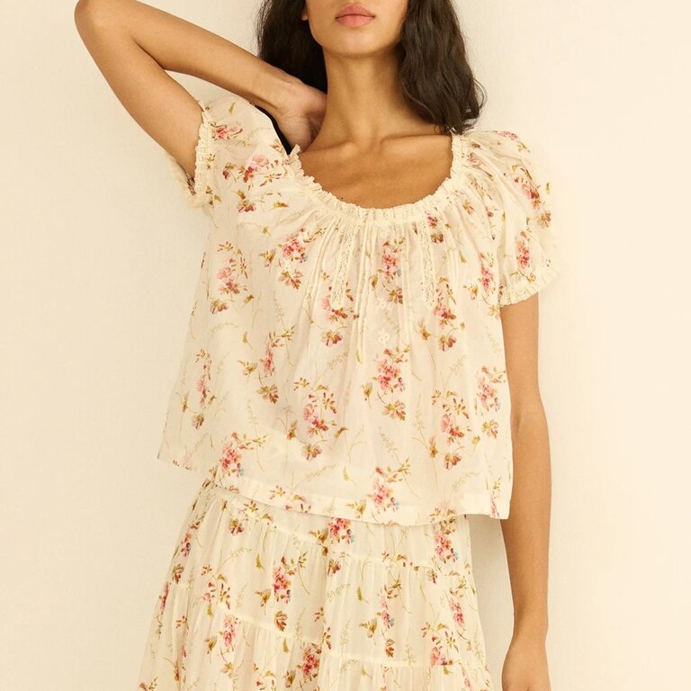 Doen Frederica Top Blanc Prairie Rose