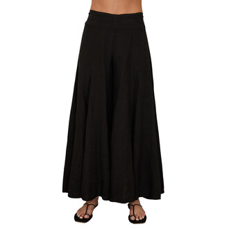 Milio Milano A-Seam Linen Wide Leg Palazzo Pant Black