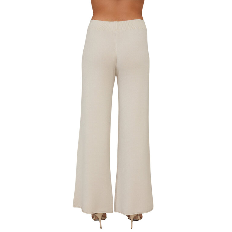 Milio Milano Italian Viscose Knit Flared Pant Beige