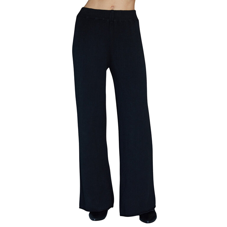 Milio Milano Italian Viscose Knit Flared Pant Black