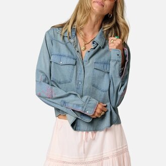Kerri Rosenthal Western Pia Denim Shirt True Denim