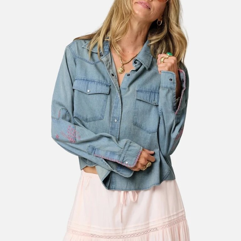 Kerri Rosenthal Western Pia Denim Shirt True Denim