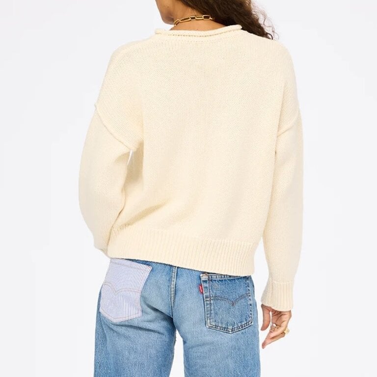 Kerri Rosenthal Soulcycle x KR Roll Neck U.S. of Love Ecru