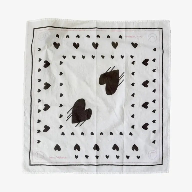 Kerri Rosenthal Drippy Heart Bandana White